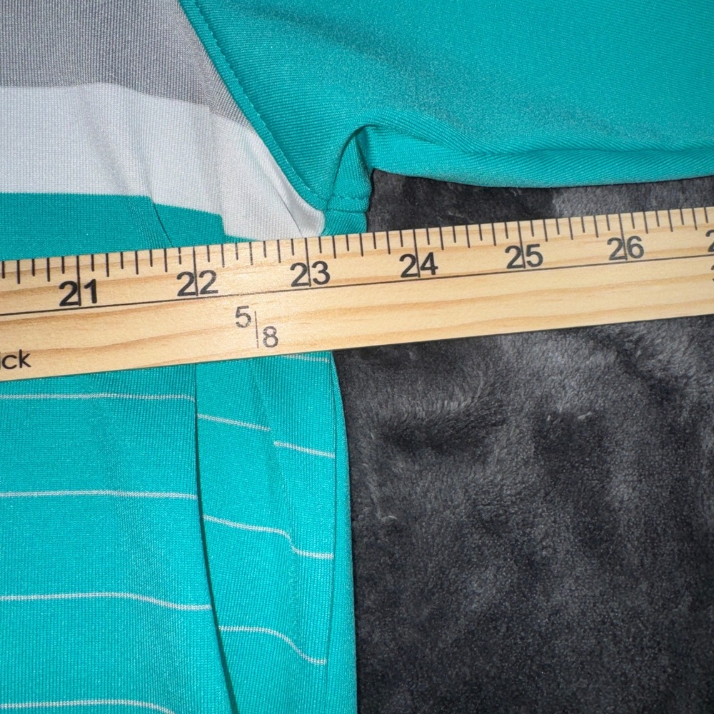 Slazenger Mens XL Golf Polo Shirt Teal Green Striped Performance Short Sleeve - Picture 10 of 12